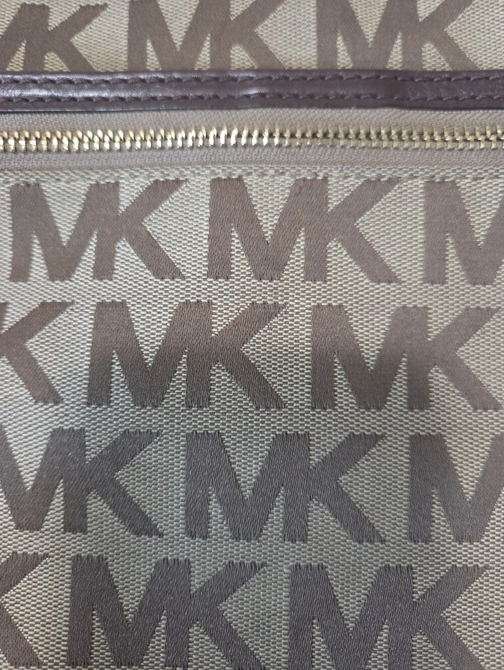 Michael Kors Brown/Tan MK Signature Crossbody Messenger Bag
